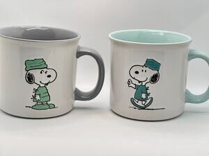 Oversized Peanuts Snoopy “ THANK YOU” Nurse/Doctor Ceramic Coffee Mug Set of 2